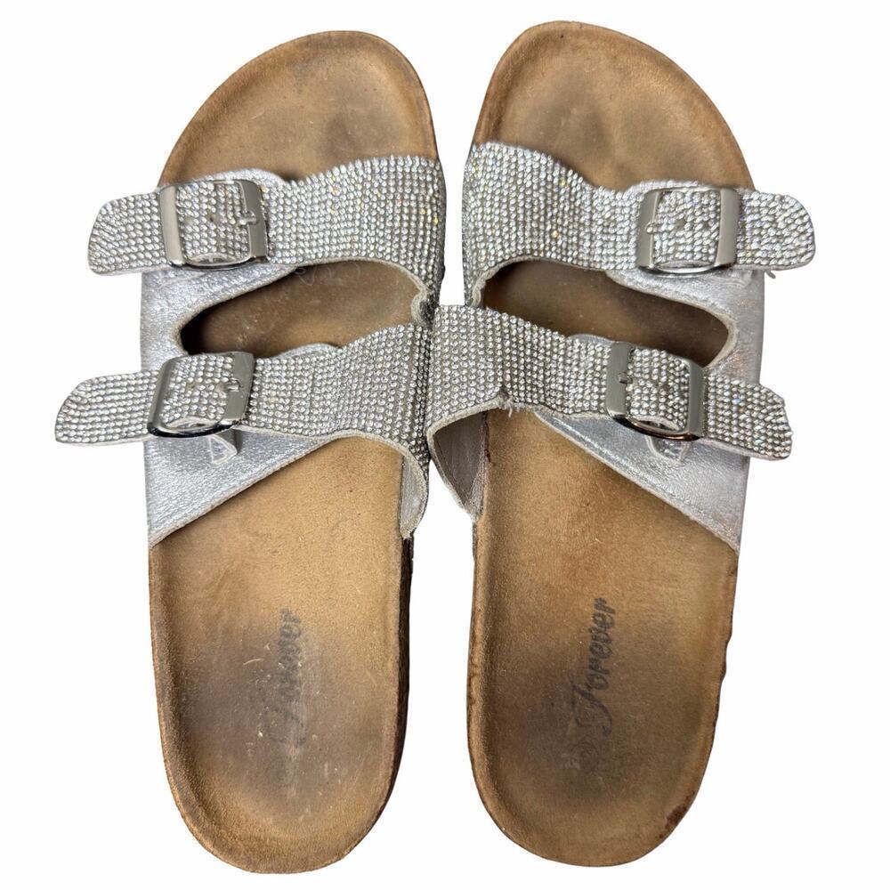 Forever Cork Sole Rhinestone Sandals Womens Size 9